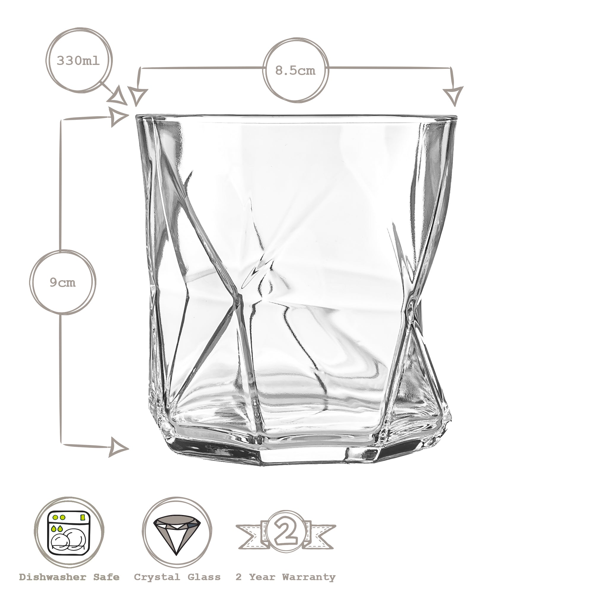 Cassiopea Whisky Tumbler - 330ml - Clear
