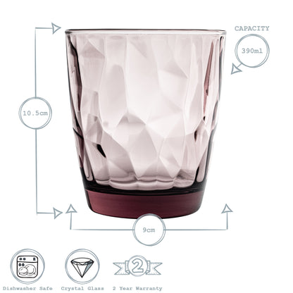 Diamond Double Old Fashioned Glass - 390ml - Rock Purple