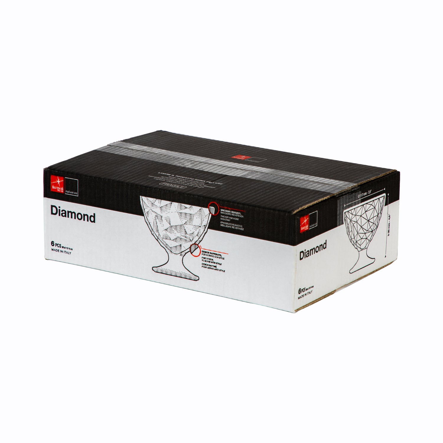 Diamond Glass Dessert Bowl - 360ml