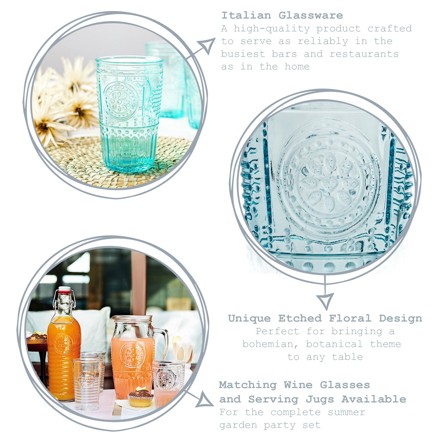 Romantic Highball Glass - 475ml - Blue