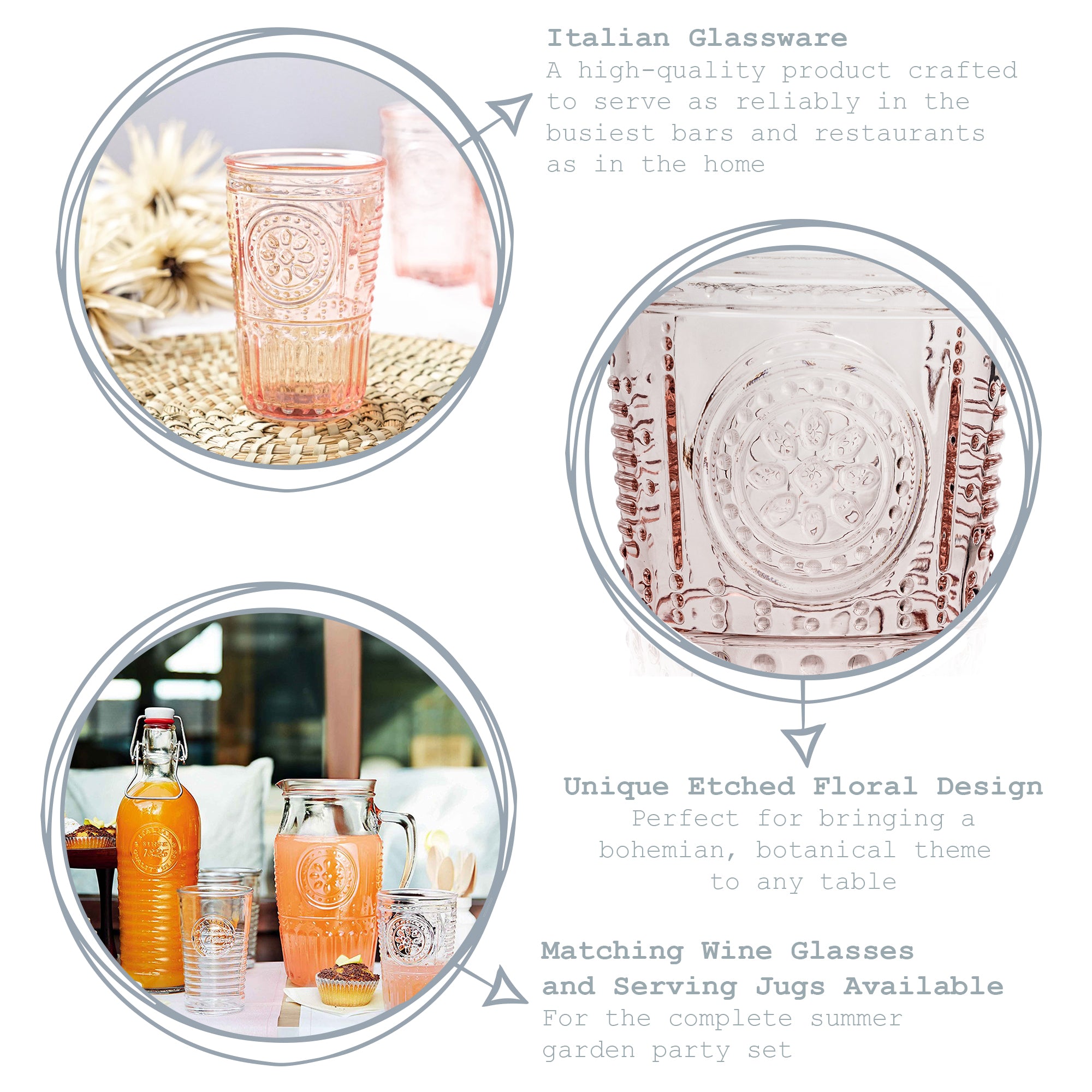 Romantic Highball Glass - 475ml - Pink