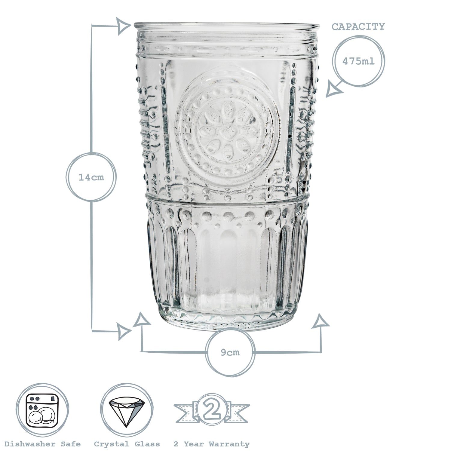Romantic Highball Glass - 475ml - Clear