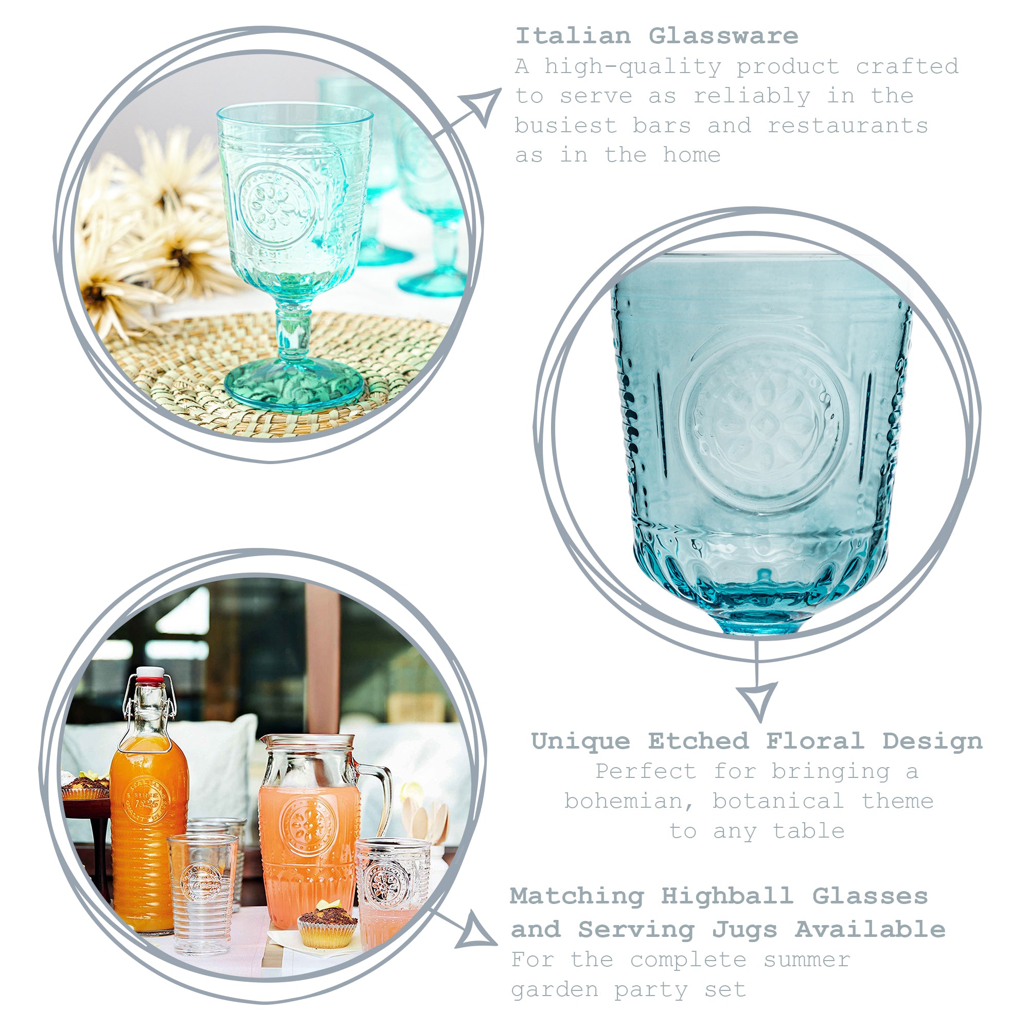 Romantic Wine Glass - 320ml - Blue