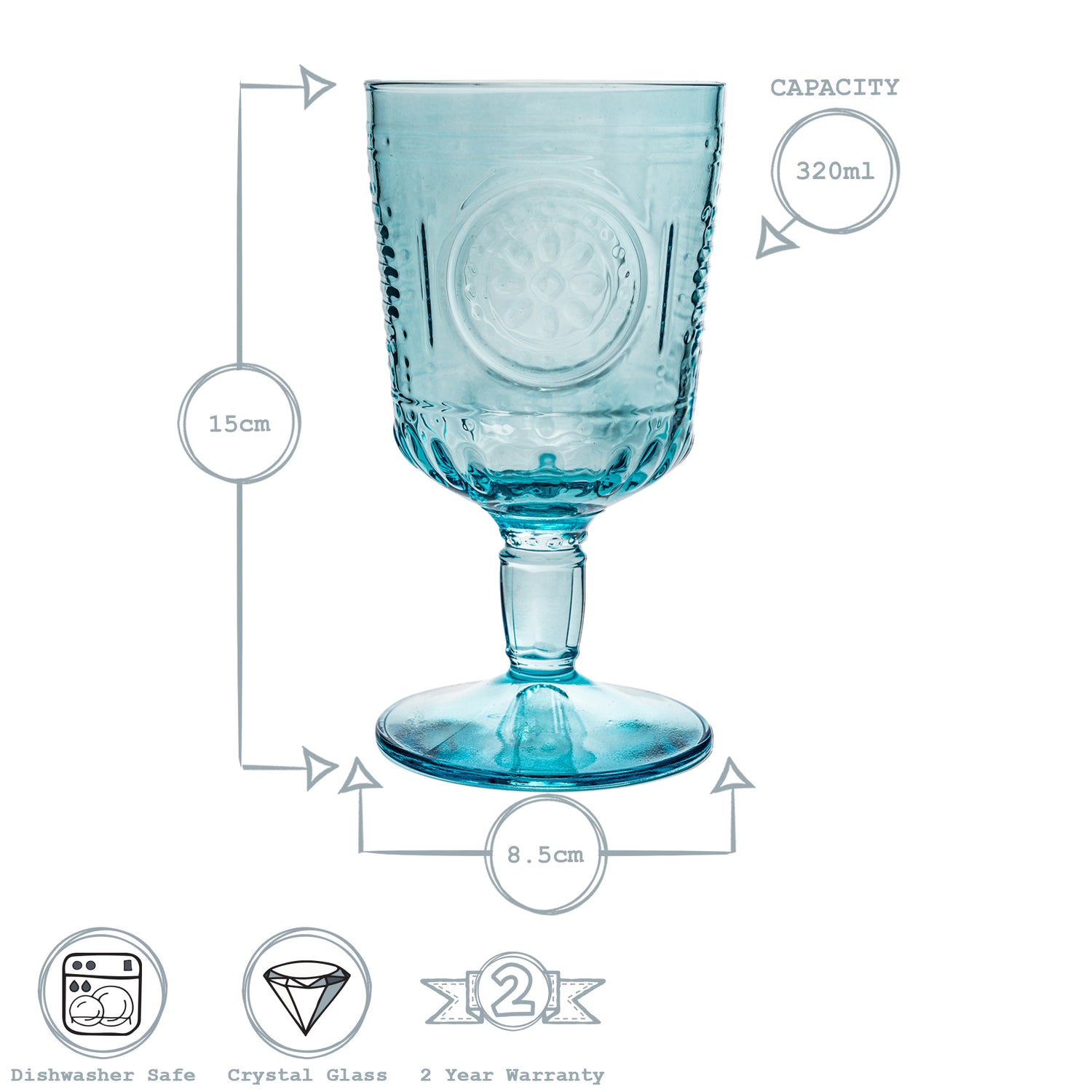Romantic Wine Glass - 320ml - Blue