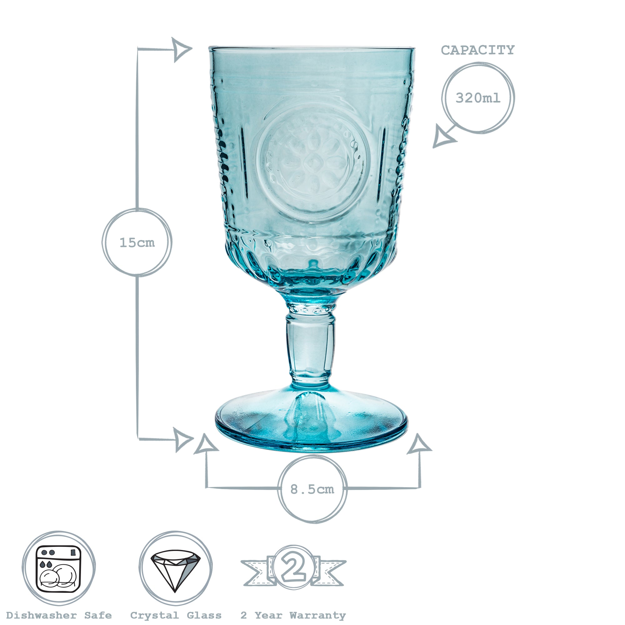 Romantic Wine Glass - 320ml - Blue
