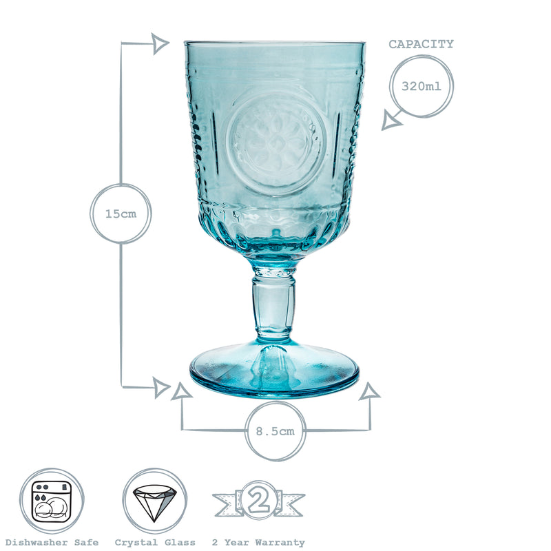 Bormioli Rocco Romantic Wine Glass - 320ml - Blue