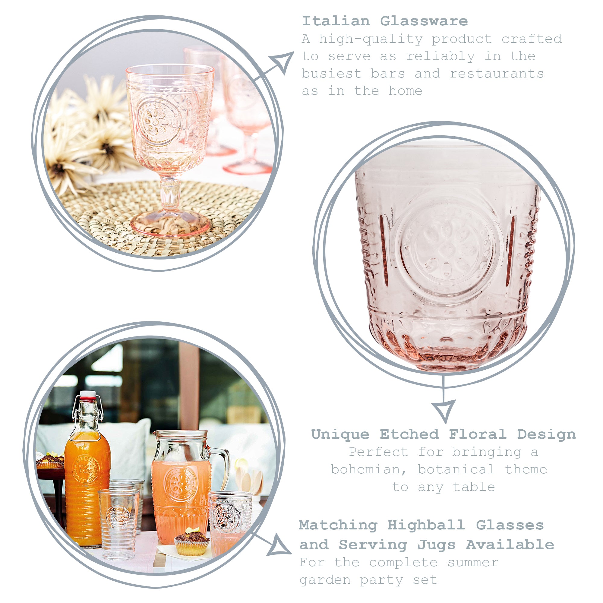 Romantic Wine Glass - 320ml - Pink