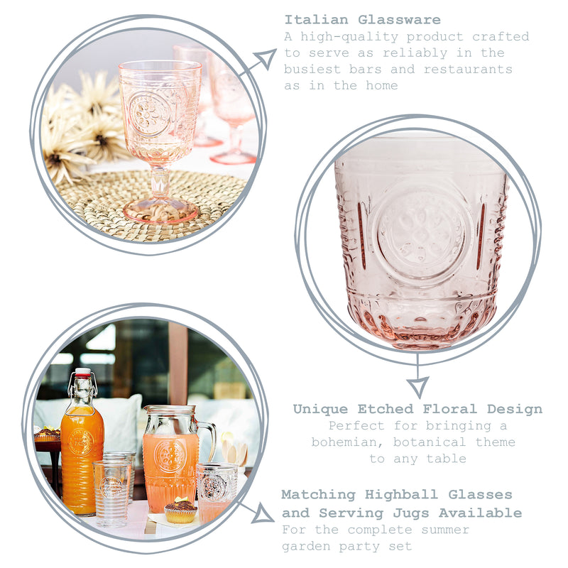 Bormioli Rocco Romantic Wine Glass - 320ml - Pink