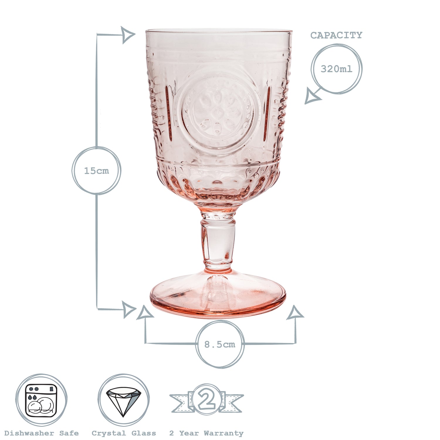 Romantic Wine Glass - 320ml - Pink