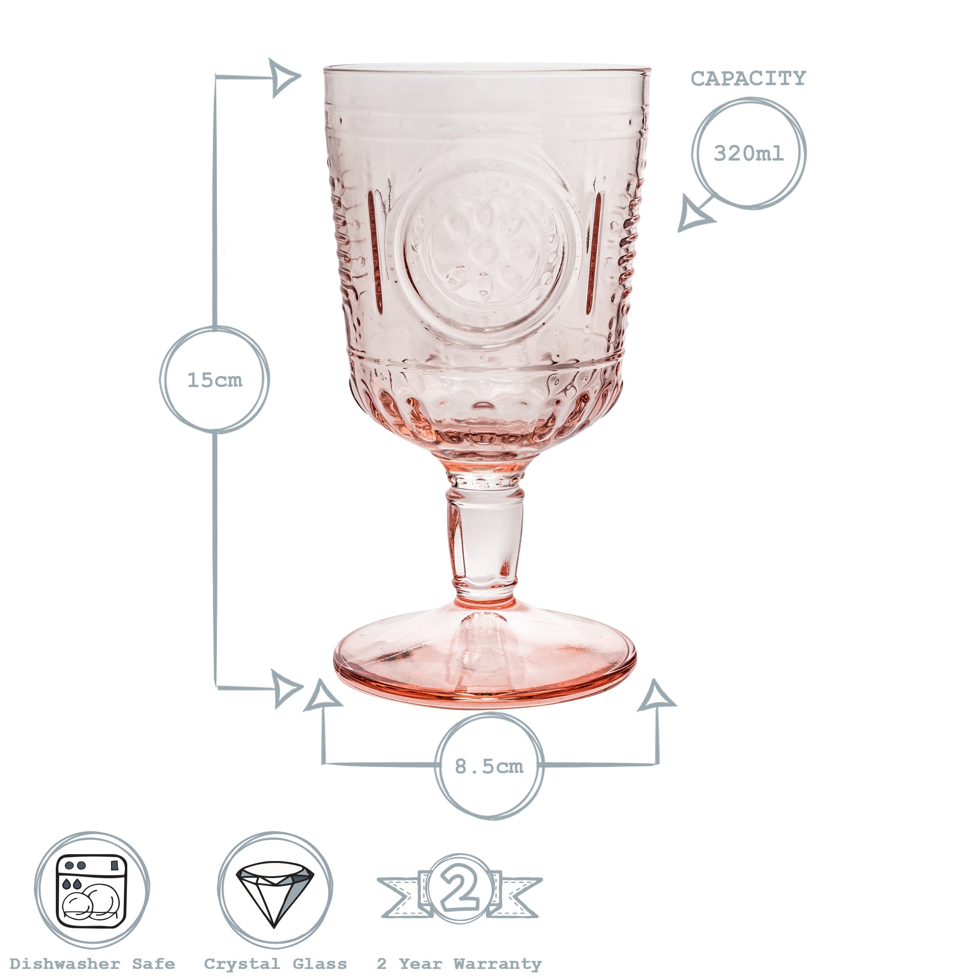Romantic Wine Glass - 320ml - Pink