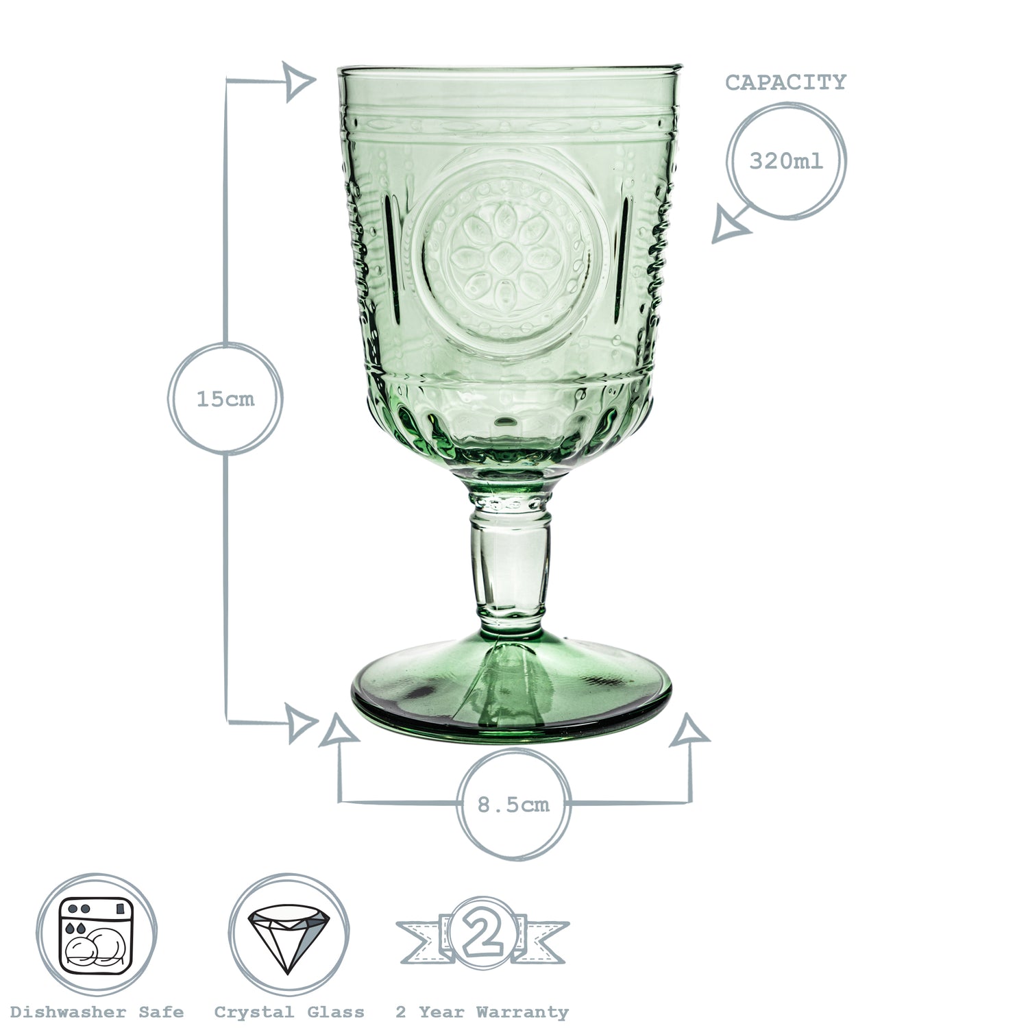 Romantic Wine Glass - 320ml - Green