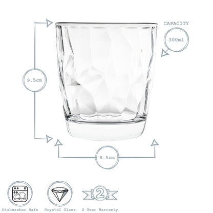 Diamond Water Tumbler - 300ml - Clear