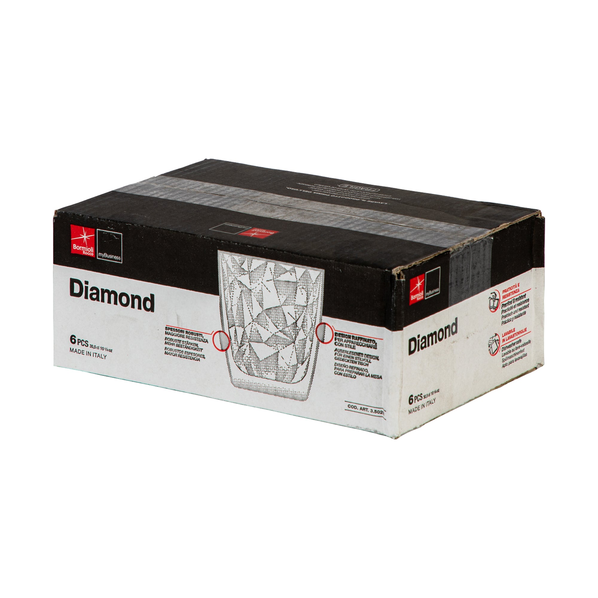Diamond Water Tumbler - 300ml - Clear