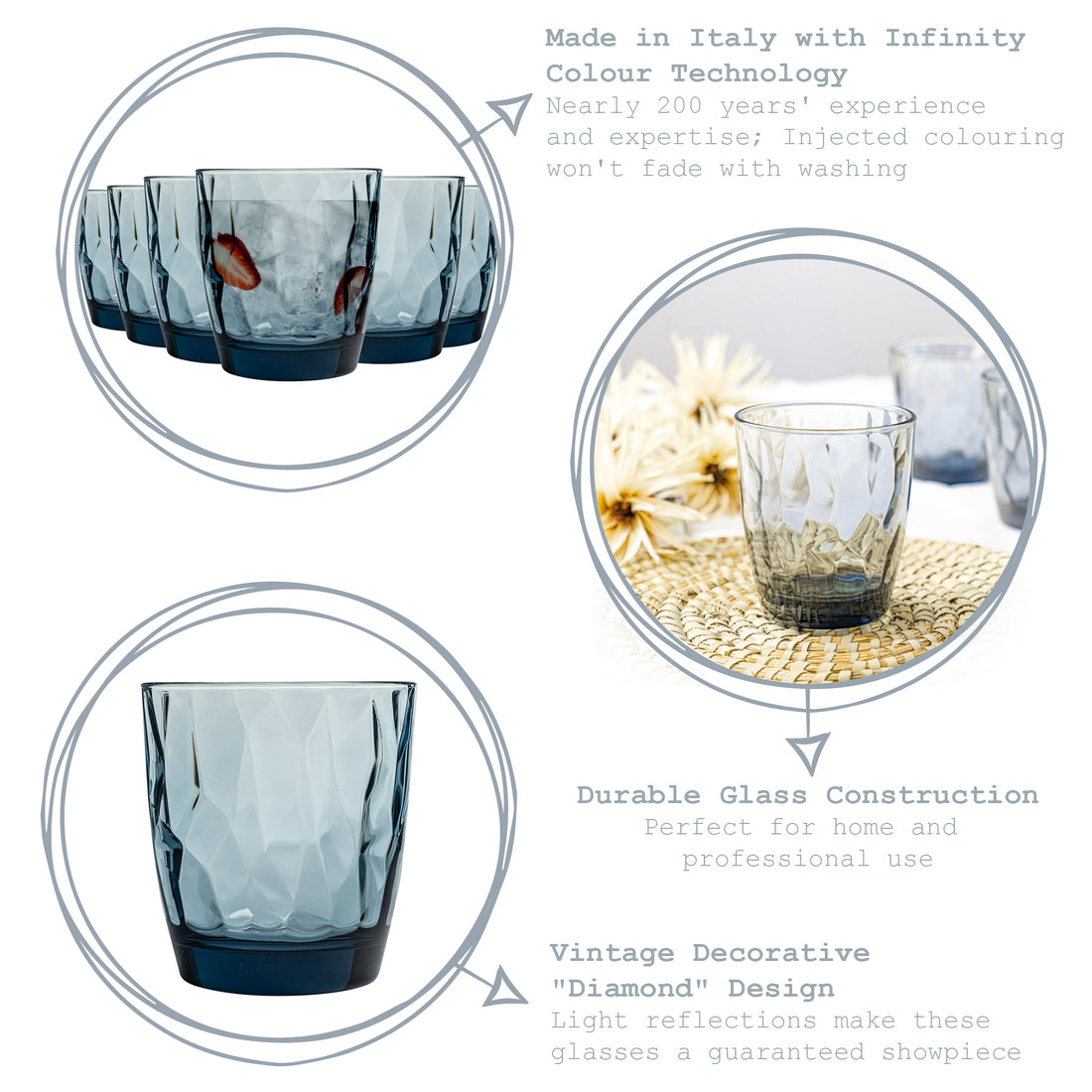 Diamond Water Tumbler - 300ml - Ocean Blue