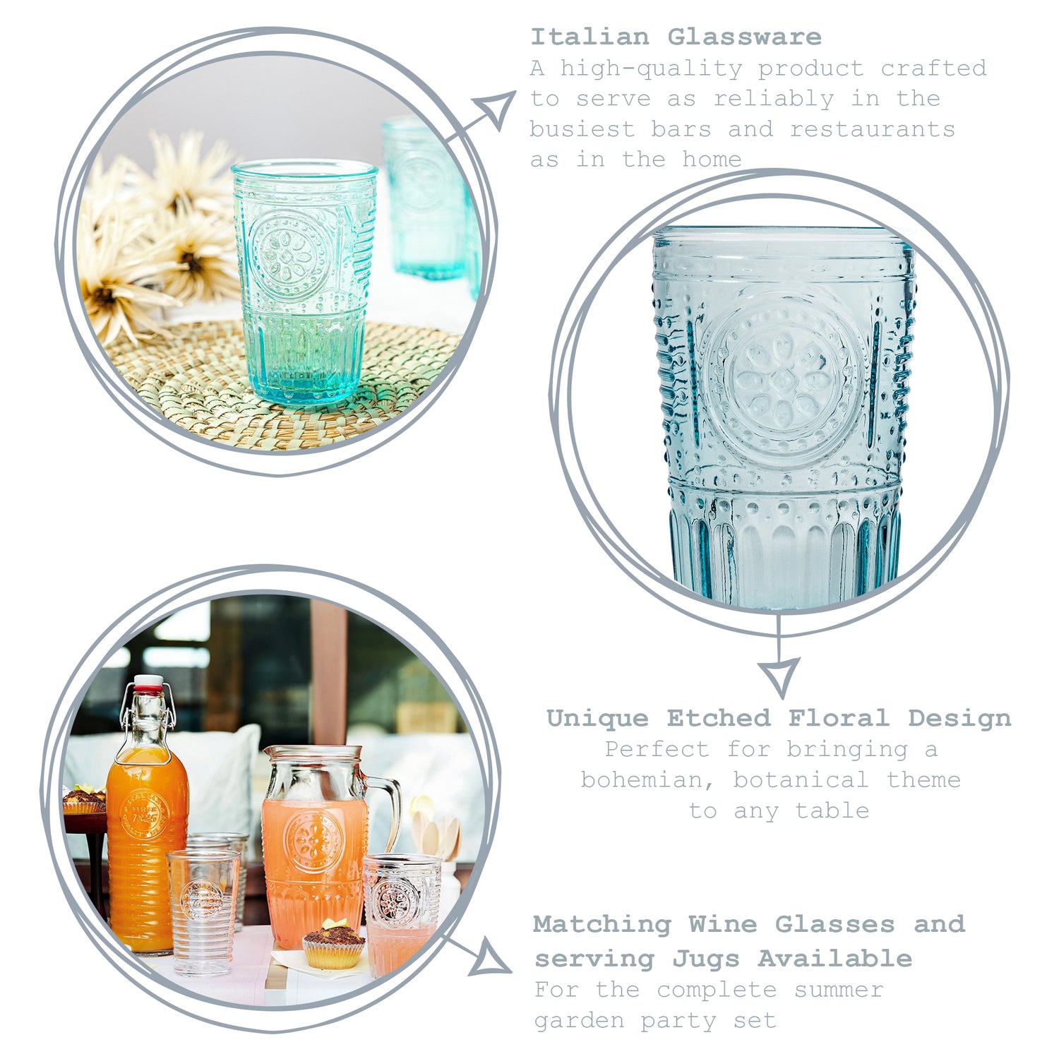 Romantic Highball Glass - 340ml - Blue