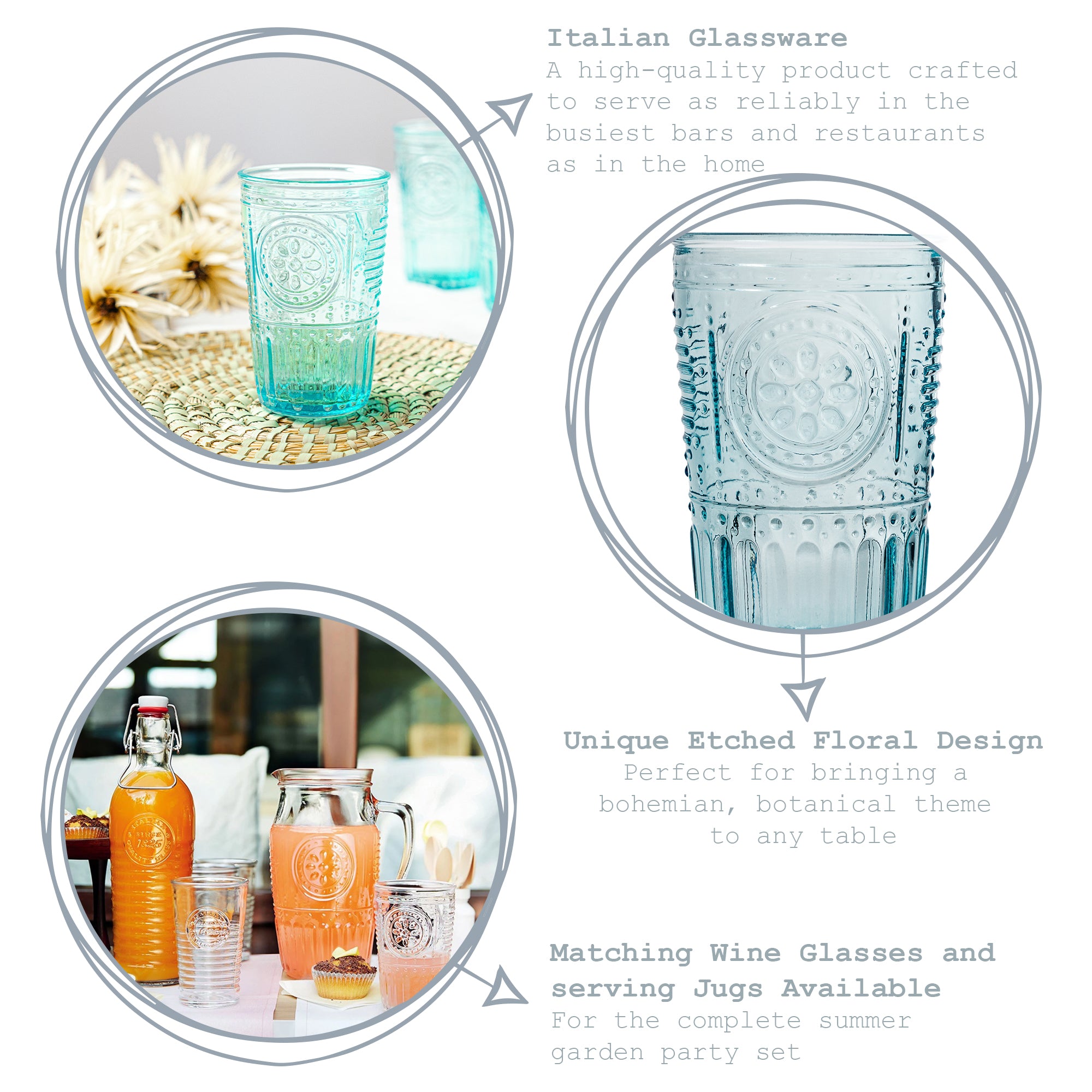 Romantic Highball Glass - 340ml - Blue