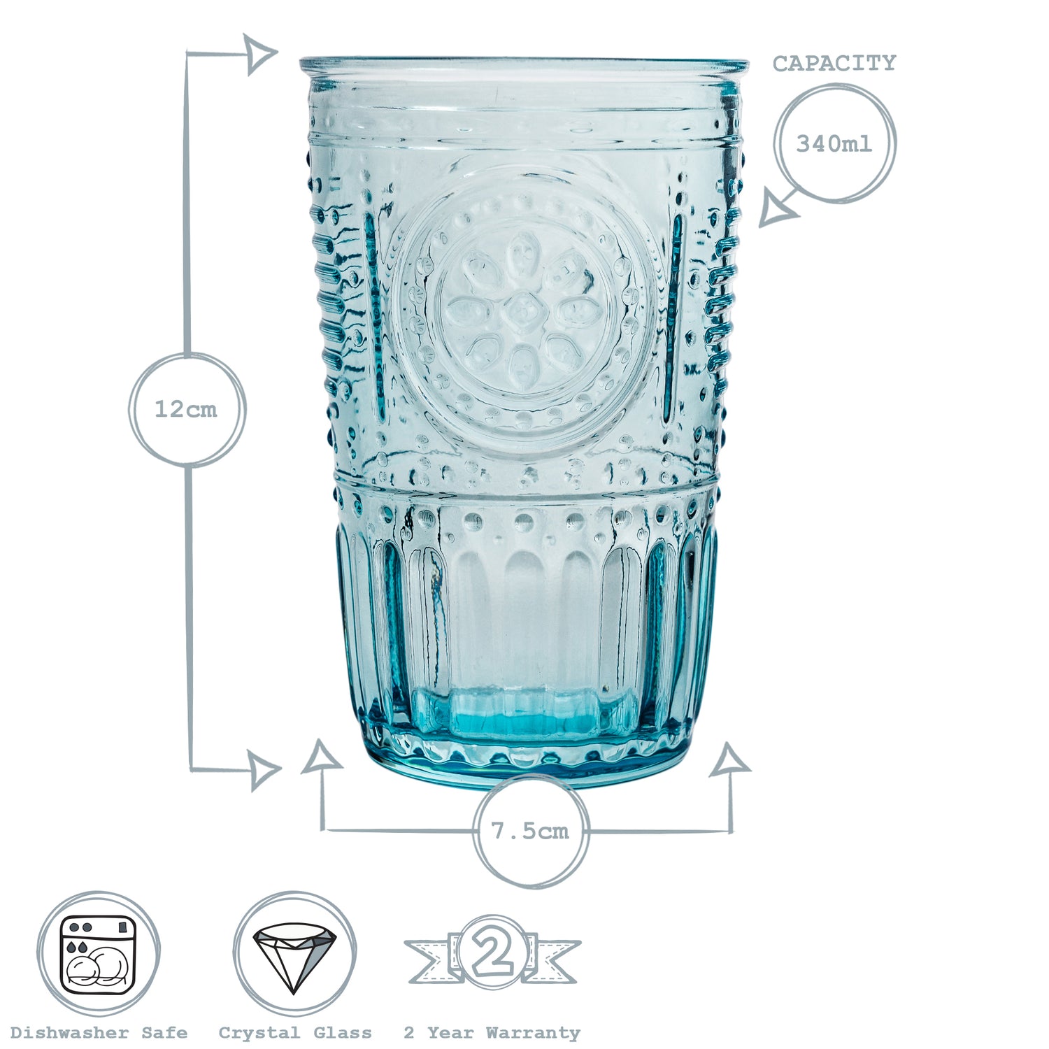 Romantic Highball Glass - 340ml - Blue