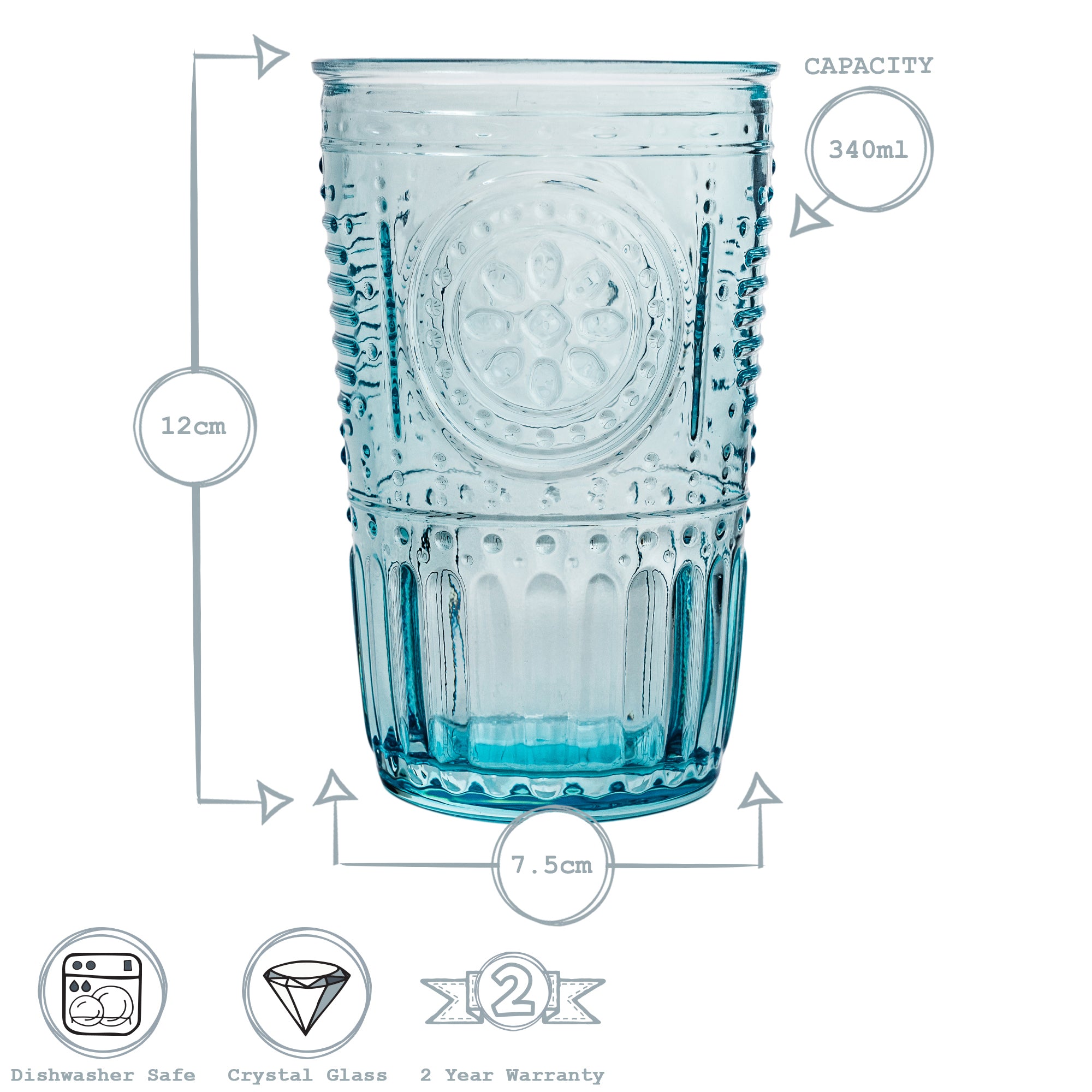 Romantic Highball Glass - 340ml - Blue