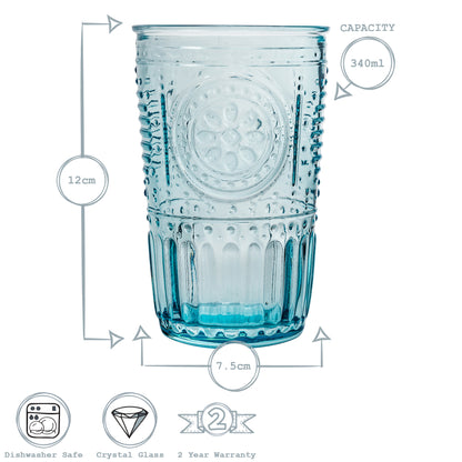 Romantic Highball Glass - 340ml - Blue