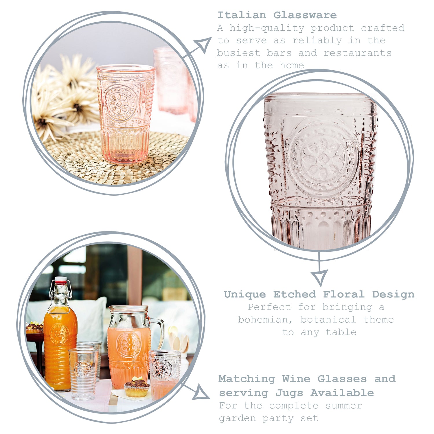 Romantic Highball Glass - 340ml - Pink