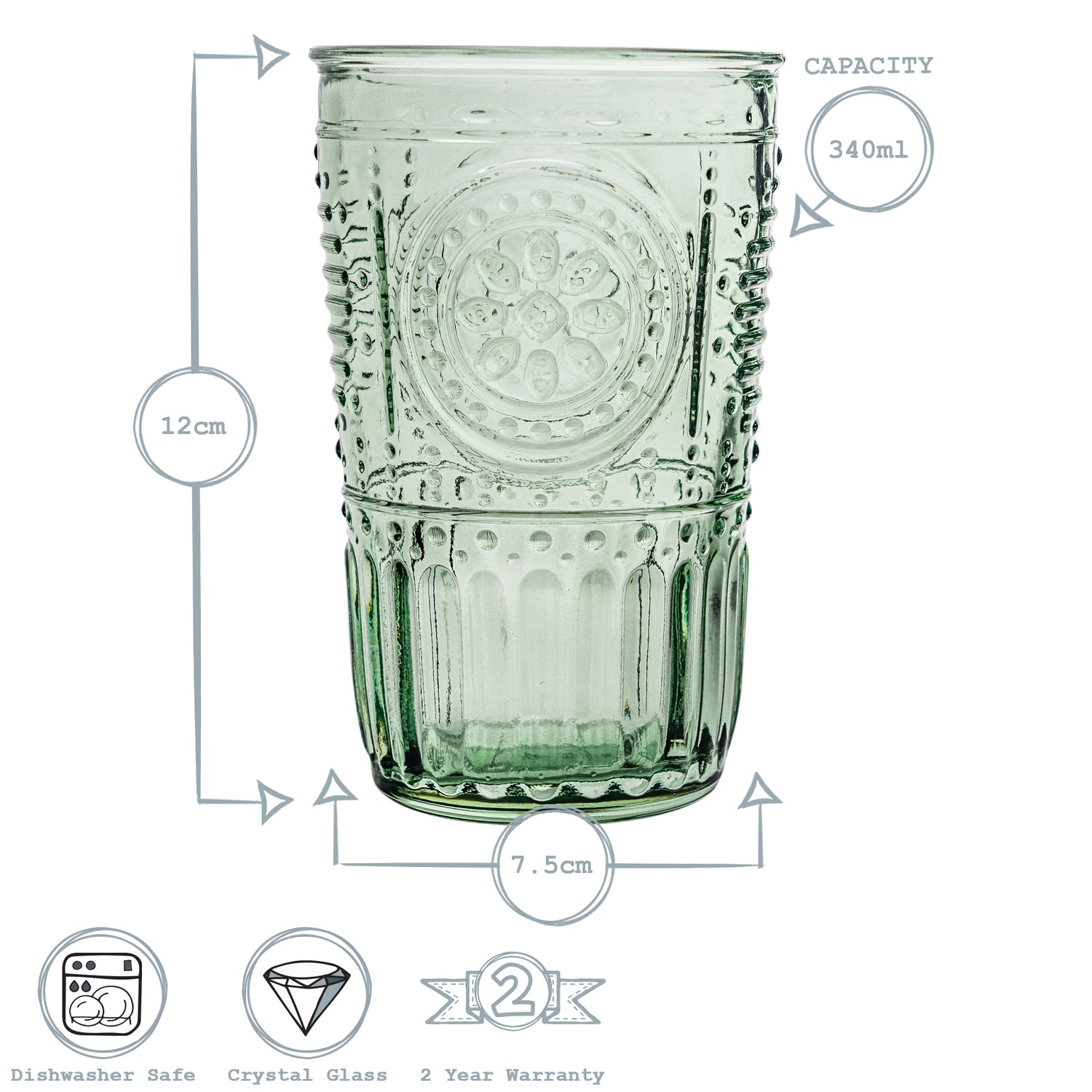 Romantic Highball Glass - 340ml - Green