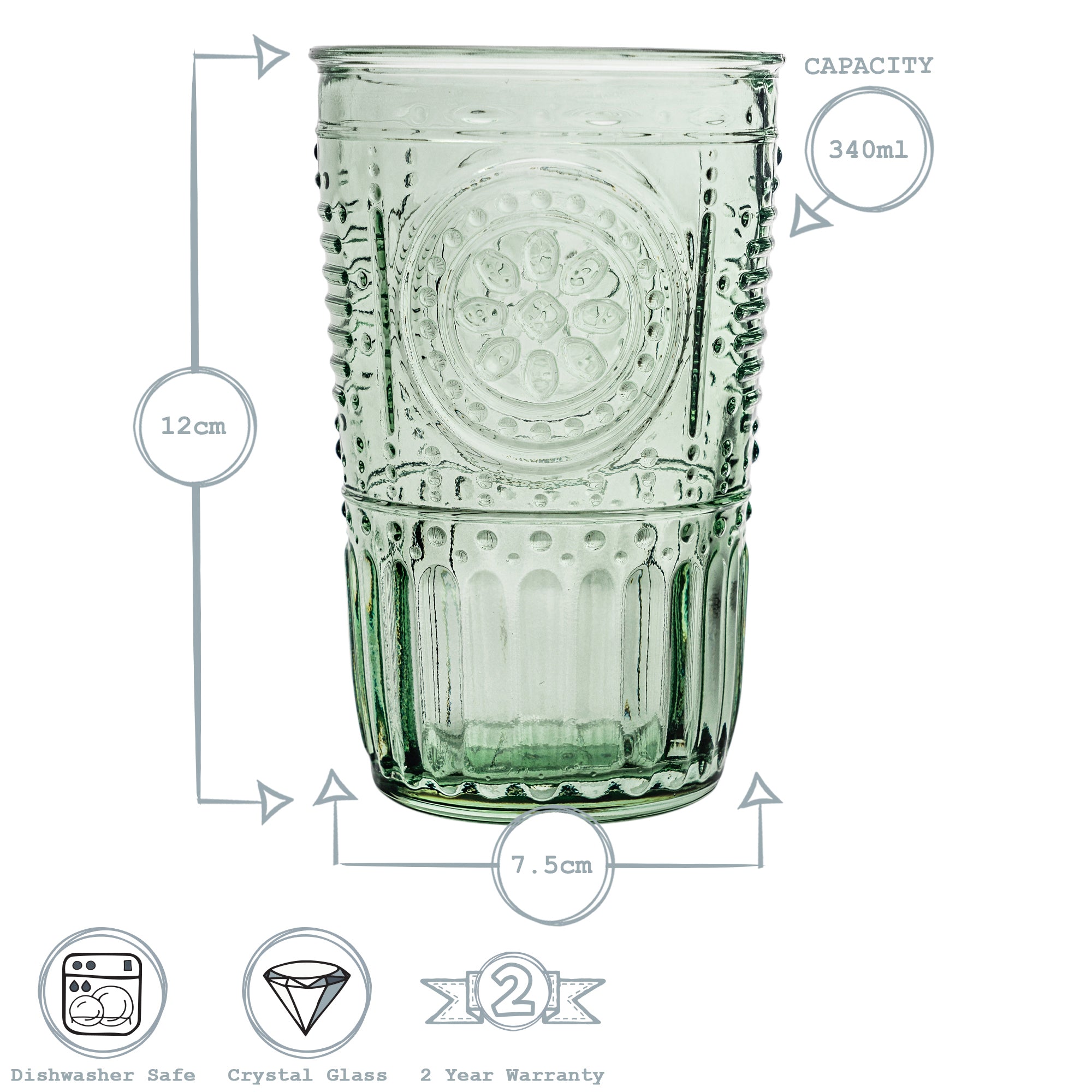 Romantic Highball Glass - 340ml - Green