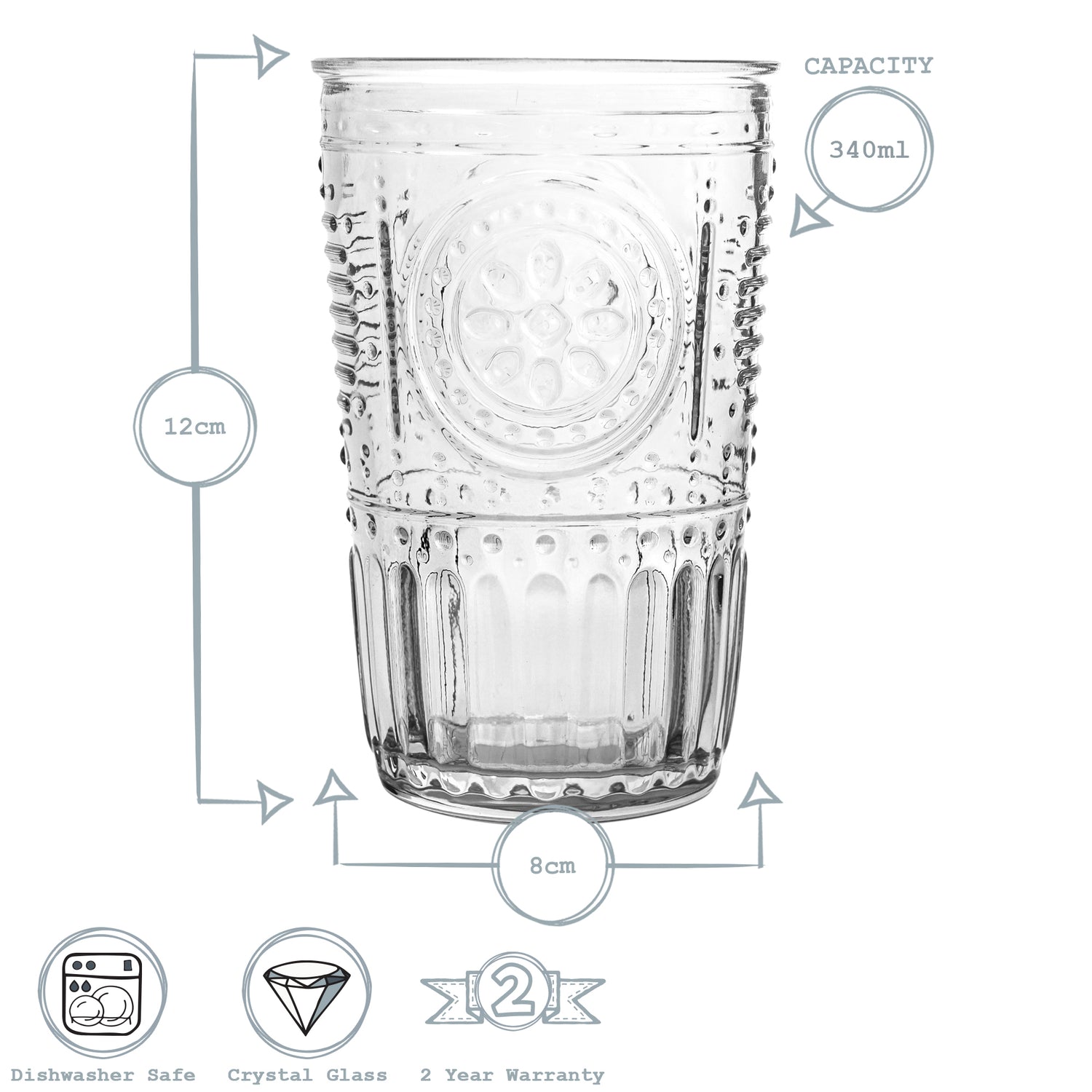 Romantic Highball Glass - 340ml - Clear