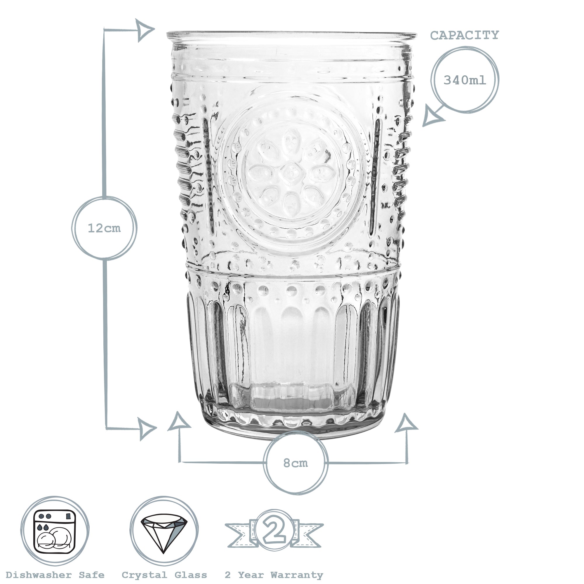 Romantic Highball Glass - 340ml - Clear
