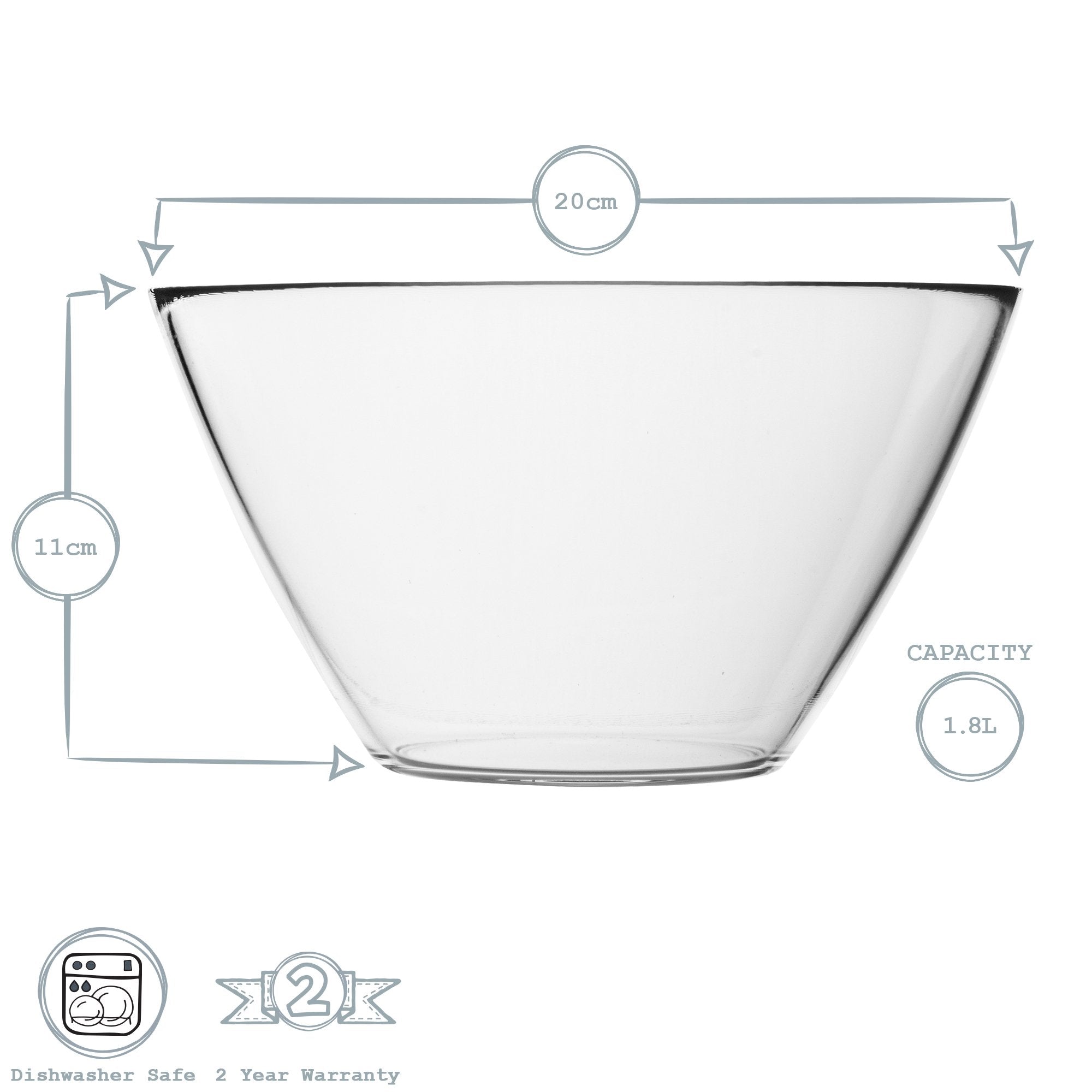 Basic Glass Kitchen Mixing Bowl - 20cm