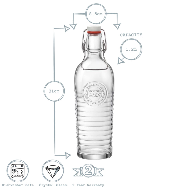 Bormioli Rocco Officina Bottle with Swing Top - 1.2l - Clear