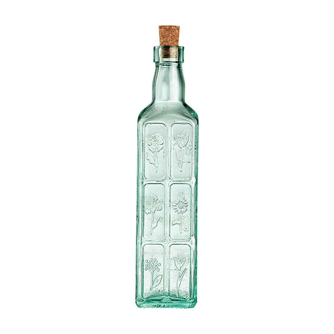 Bormioli Rocco Country Home Fiori Olive Oil Bottle with Cork Lid - 500ml - Clear