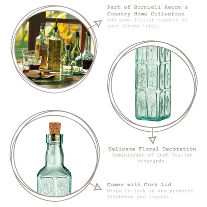 Country Home Fiori Olive Oil Bottle with Cork Lid - 500ml - Clear