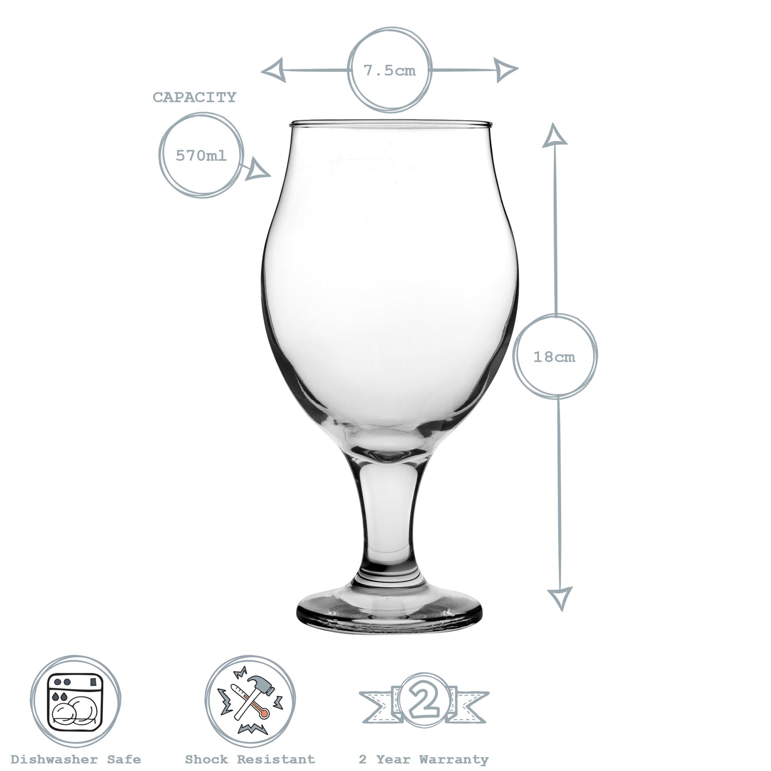 Angelina Tulip Beer Glass - 570ml