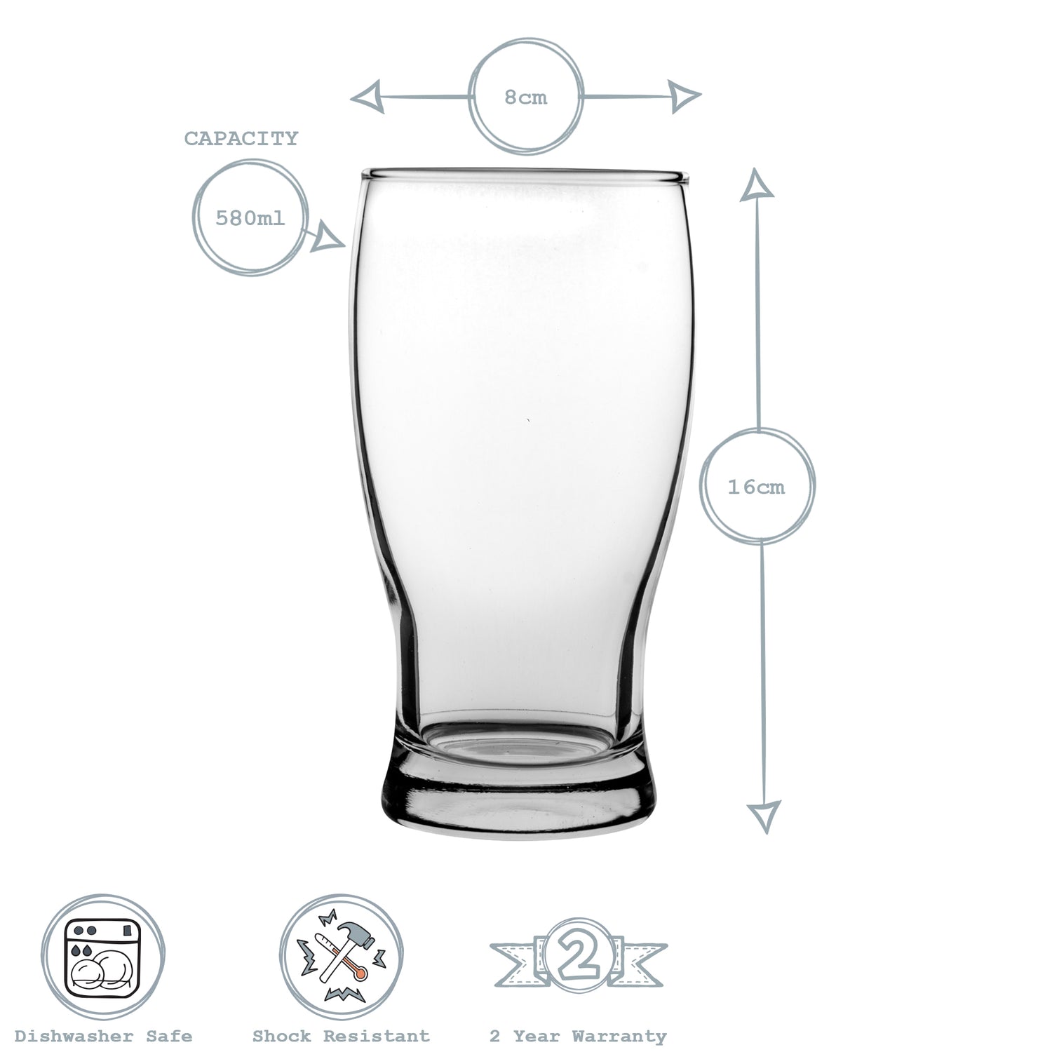 Belek Pint Beer Glass - 580ml