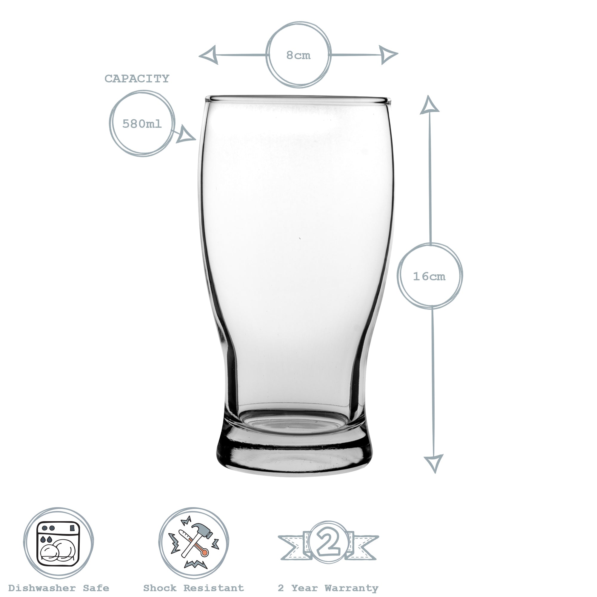 Belek Pint Beer Glass - 580ml