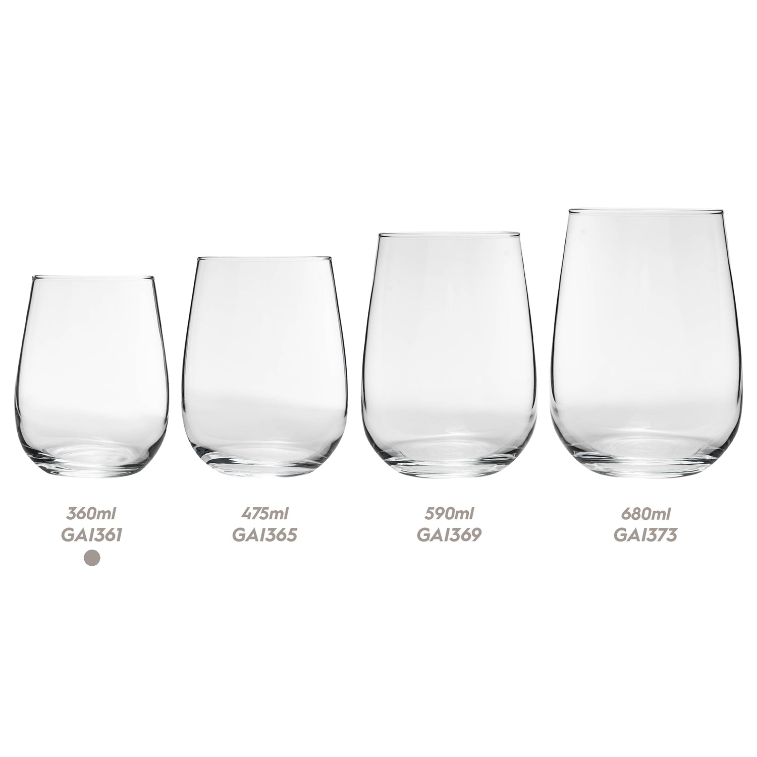 Gaia Stemless White Wine Glass - 360ml
