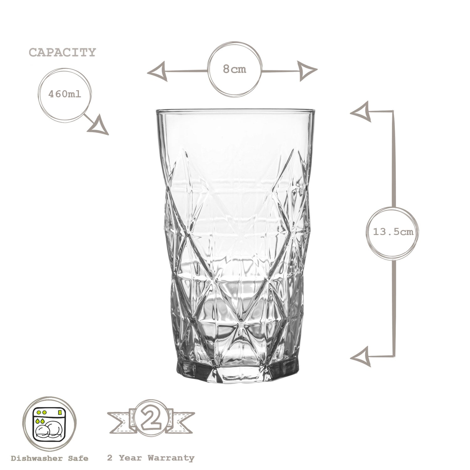 Keops Art Deco Highball Glass - 460ml