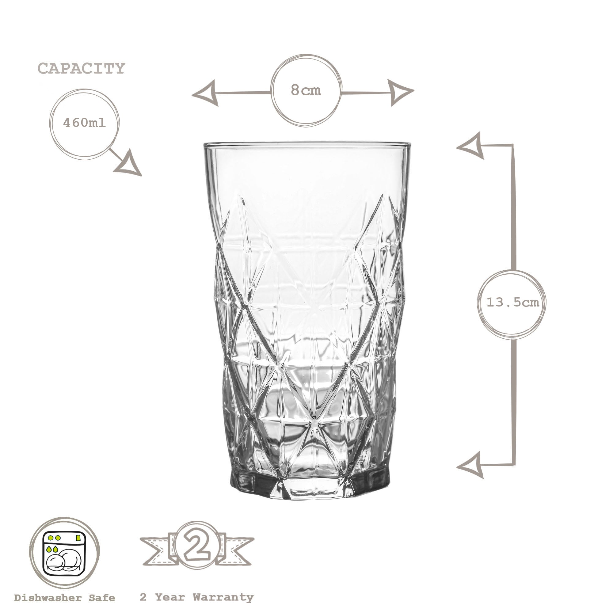 Keops Art Deco Highball Glass - 460ml