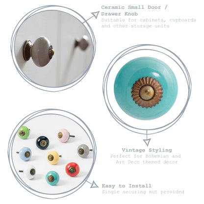 Round Ceramic Drawer Knob - Blue