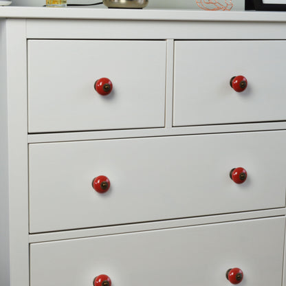 Round Ceramic Drawer Knob - Red