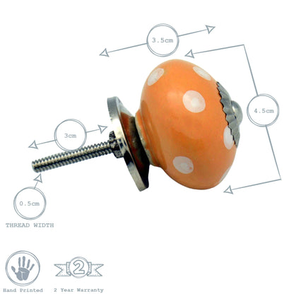Round Ceramic Drawer Knob - Polka Dot