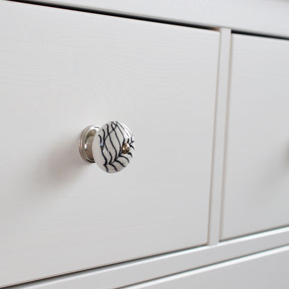 Round Ceramic Drawer Knob - Black Lines