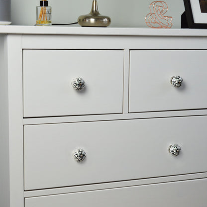 Round Ceramic Drawer Knob - Flower Bud
