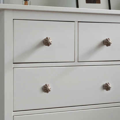 Ceramic Drawer Knob - Solid Flower - Grey