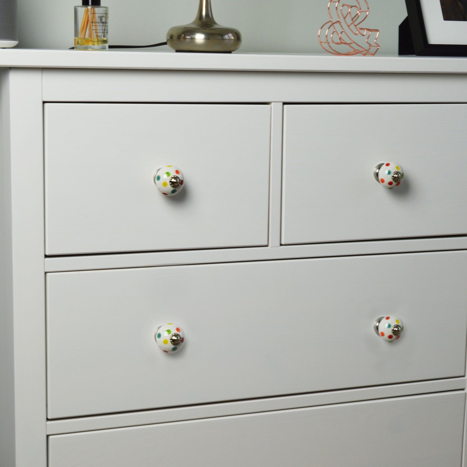 Round Ceramic Drawer Knob - Polka Dot