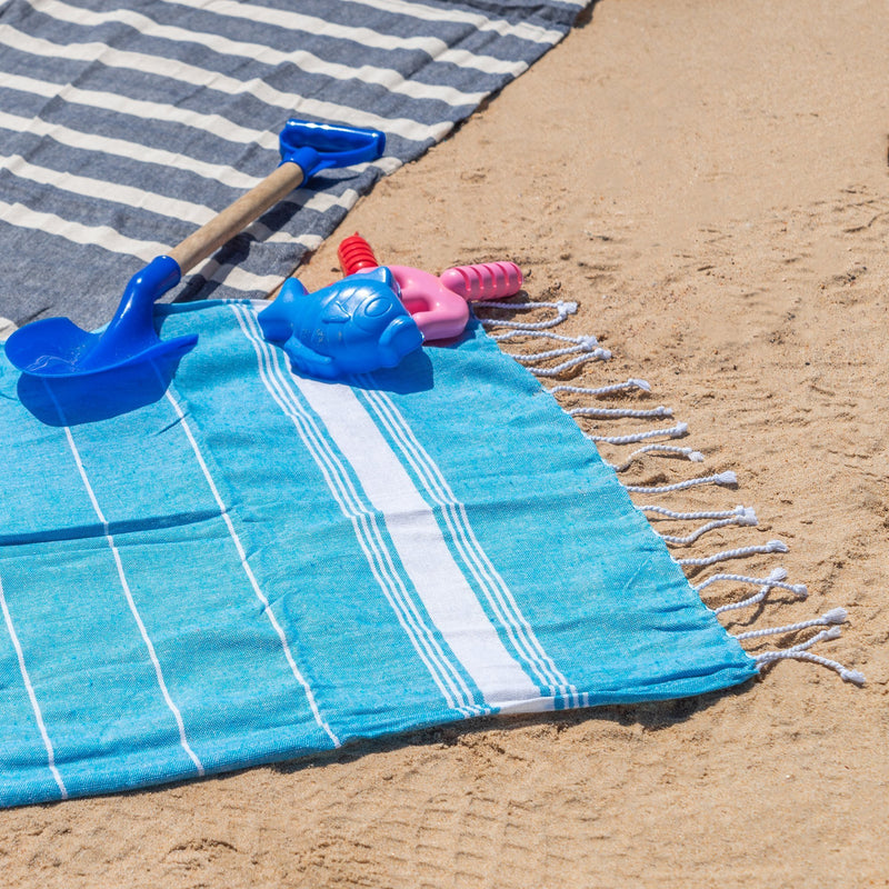 Nicola Spring Small Turkish Beach Towel - Light Blue