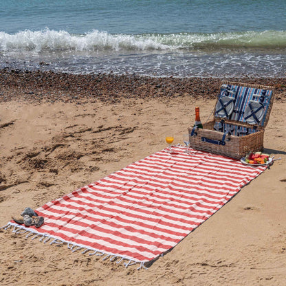 Turkish Beach Towel - Red and White Stripe