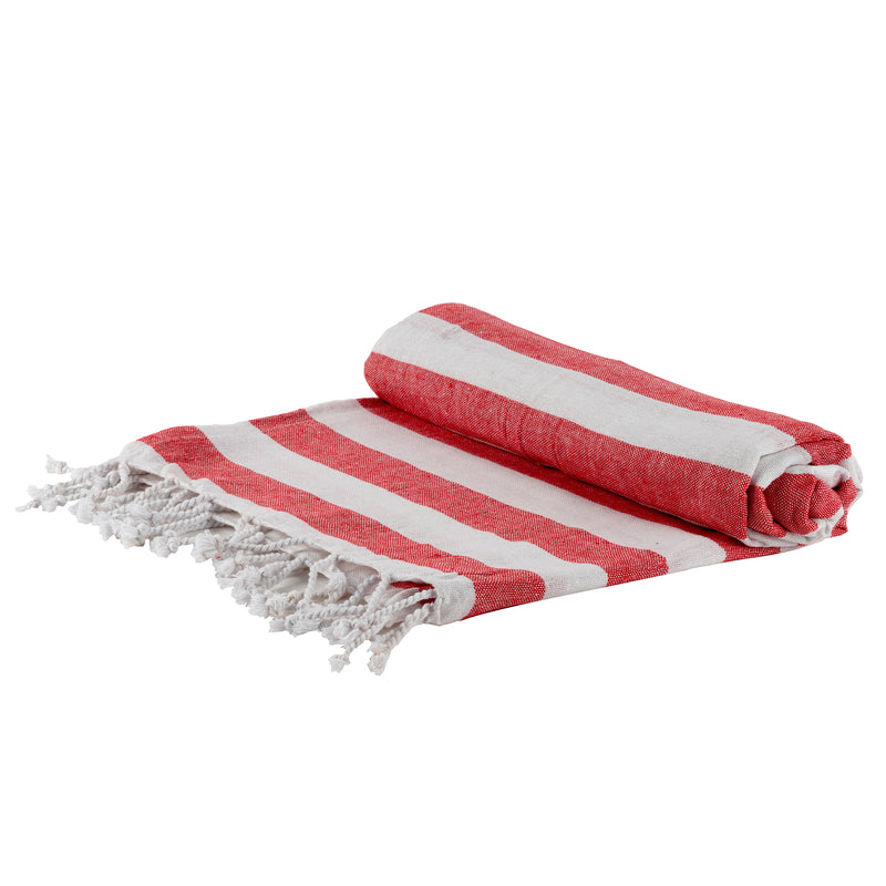 Nicola Spring Turkish Beach Towel - Red and White Stripe