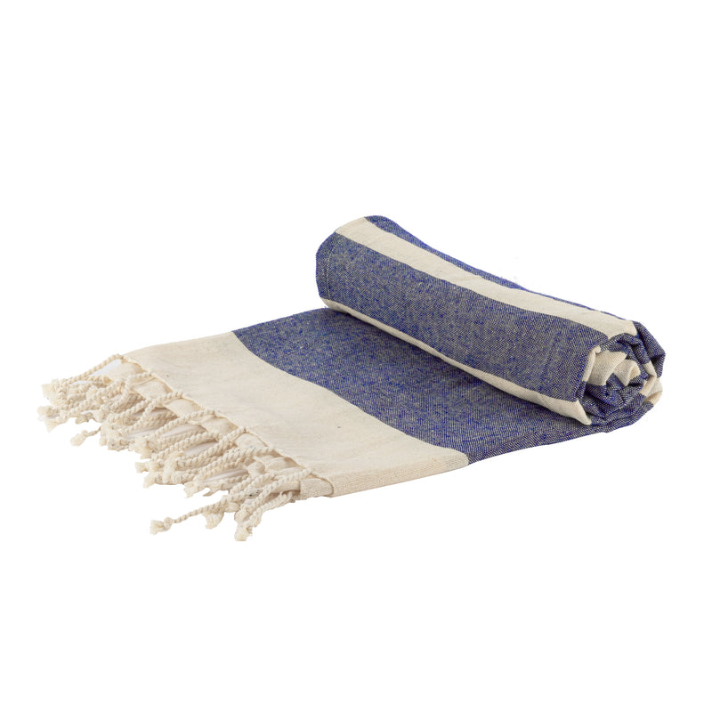 Nicola Spring Turkish Beach Towel - Dark Blue Stripe