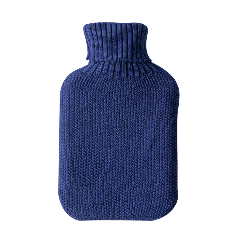 Nicola Spring Hot Water Bottle Cover - Knitted - Midnight Blue